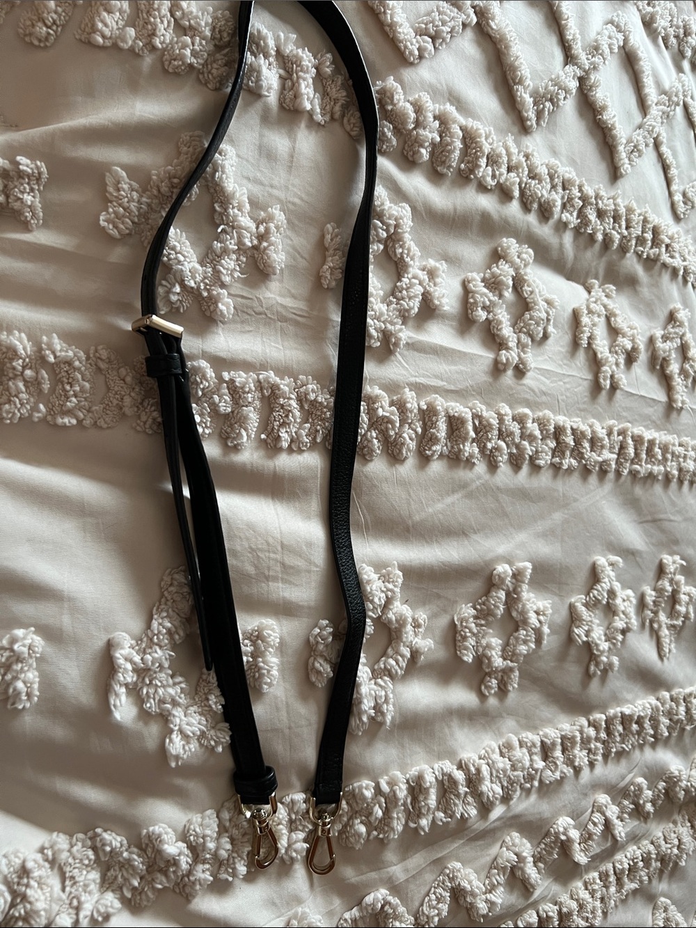 Classic Black Leather Crossbody Strap with Gold Hardware